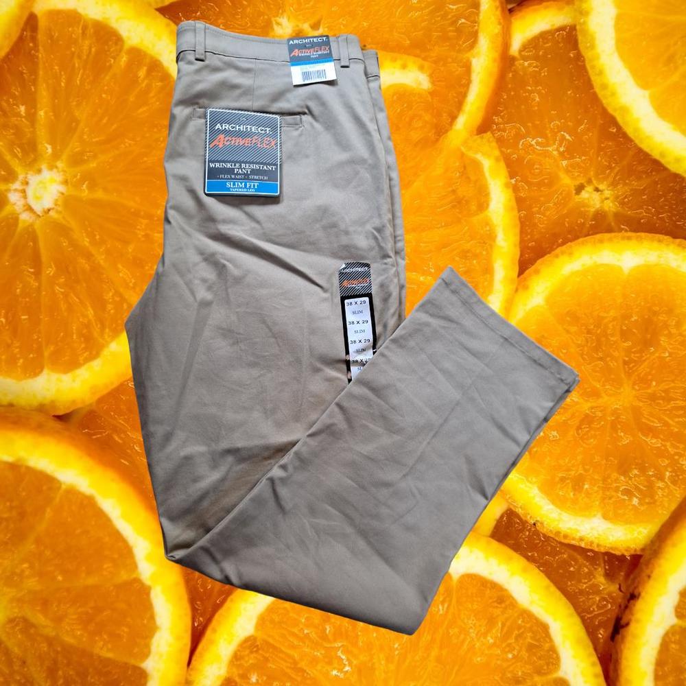 New Architect Wrinkle‎ Resistant Flex Waist Slim Fit Stretch Chinos Size 38X29